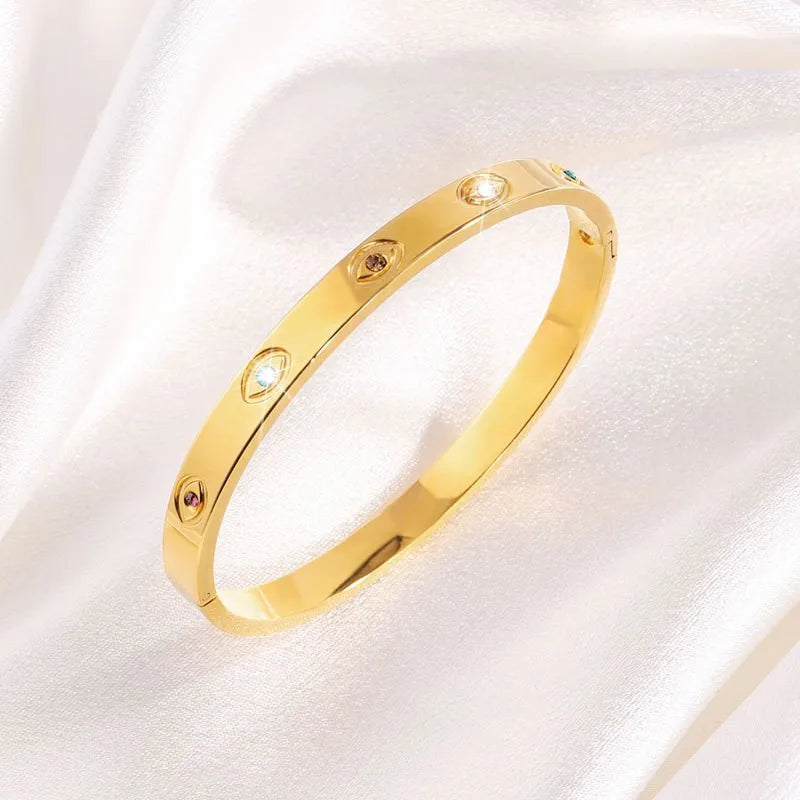REBEL Stainless Inoxydable Stainless Steel 18K Gold Plated Roman Women Fashion Jewelry Bracelets Bangles