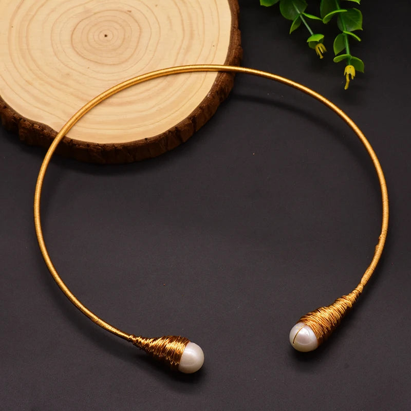 Natural Fresh Water Pearl Chokers Necklace for Women Necklaces Handmade Gold Jewelry