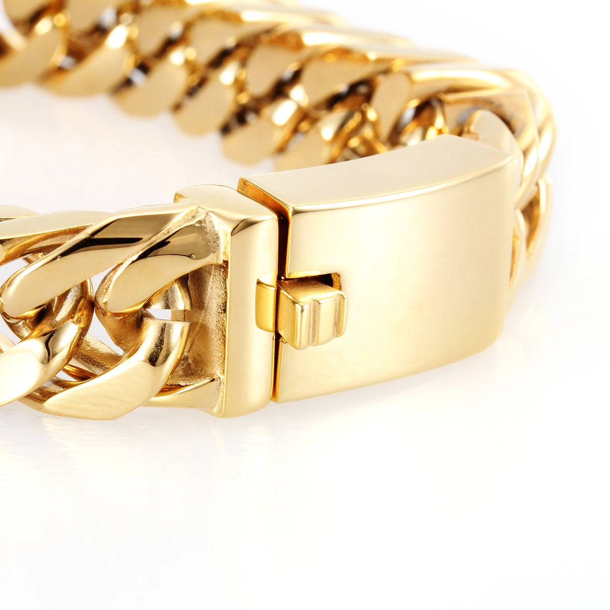 KALEN Men 215mm Polished Silver/Gold Stainless Steel Cuban Link Bracelets