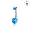 G23 ASTM F136 Titanium Navel Piercing 14G Belly Button Ring Double Heart Zircon Inlay Women Fashion Body Jewelry