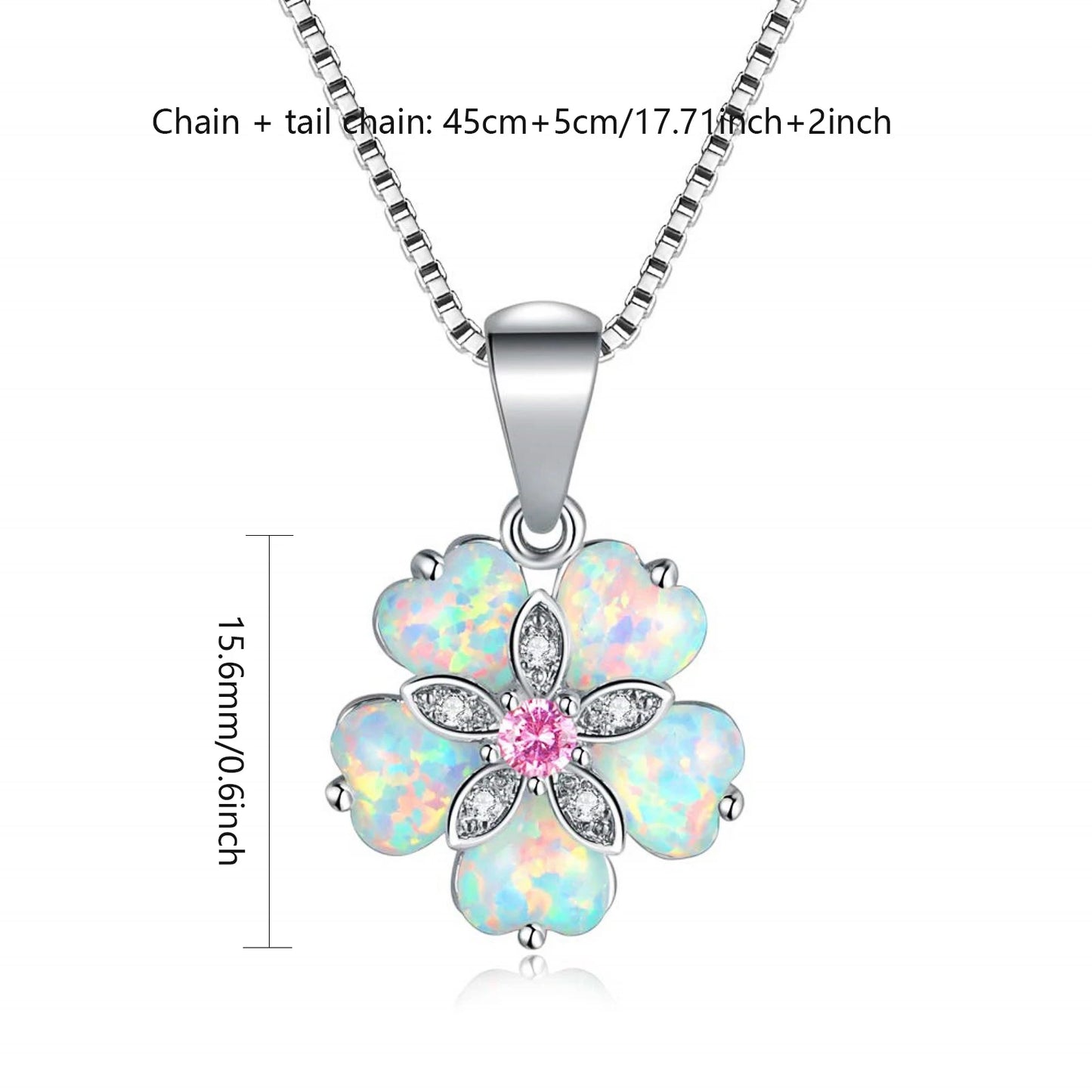 TikTok INS Wind Hawaii Beach Explosion Brass Opal Flower Pendant Necklace Cute Style Children's Wholesale Inlaid Charms