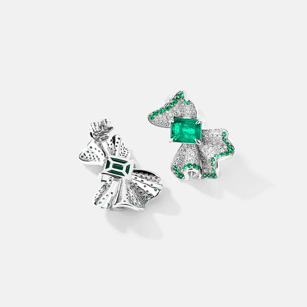 MUSHAN Jewelry Factory Grandmother Green Earrings With High Carbon Diamond Stud Earrings S925 Sterling Silver High End Earrings
