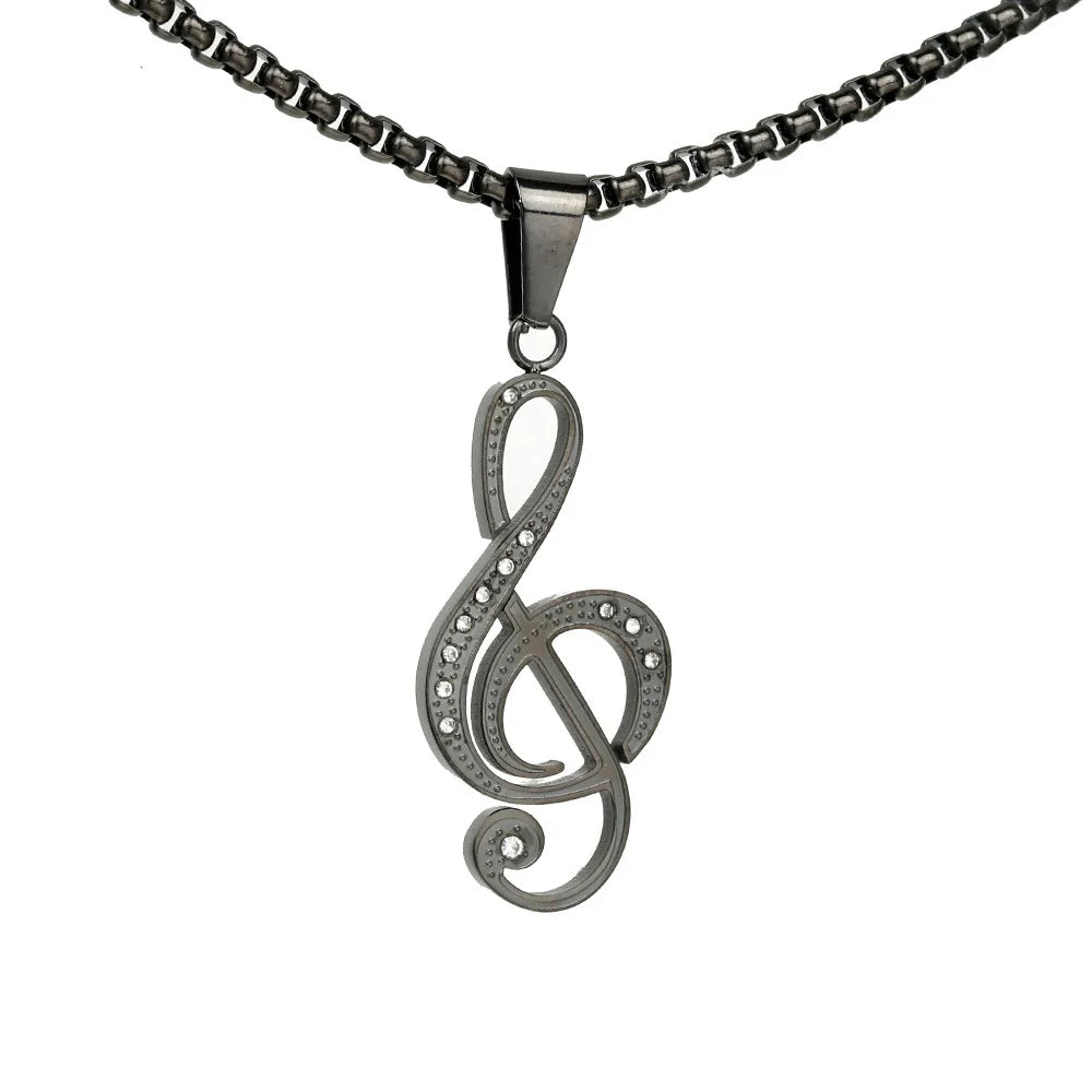 Stainless Steel Romantic Note-shaped Pendant Bamboo Chain Chai Trendy Music Festival & Party Symbol Necklace