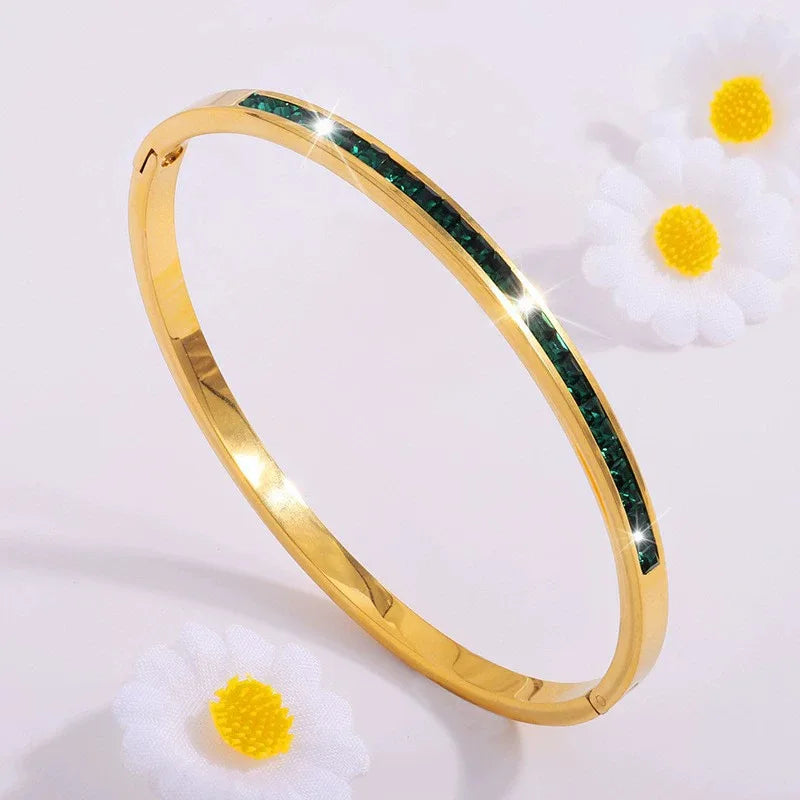 REBEL Stainless Inoxydable Stainless Steel 18K Gold Plated Roman Women Fashion Jewelry Bracelets Bangles