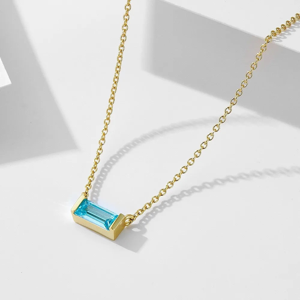 Women Girls 925 Sterling Silver Birthstone Necklace Gold Plated 12 Colors Cubic Zirconia Choker Jewelry Wholesale Manufacturer