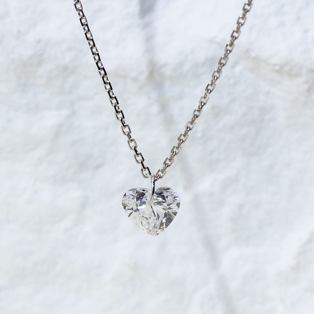 Gemfiori MSN-956 9k with 1ct Loose Heart Lab Grown Diamond Pendant Necklace for Woman Custom Jewelry Valentine's Gift for Girlfriend