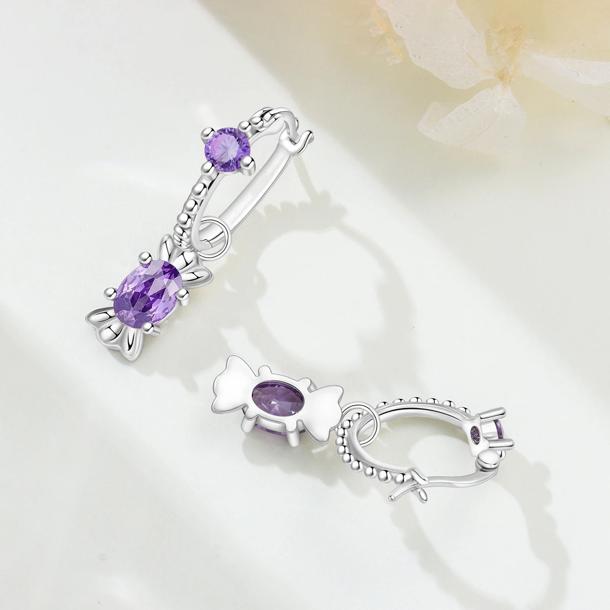 S&S Silver Plated Zircon Heart Drop Earrings | 9 Colours