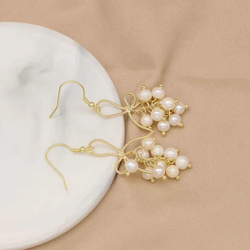 New Jewelry Natural Pearl Drop Earrings 18K Gold Plated Jewelry Korean Designer Jewelry Flower Earrings for Women Wholesale Bulk