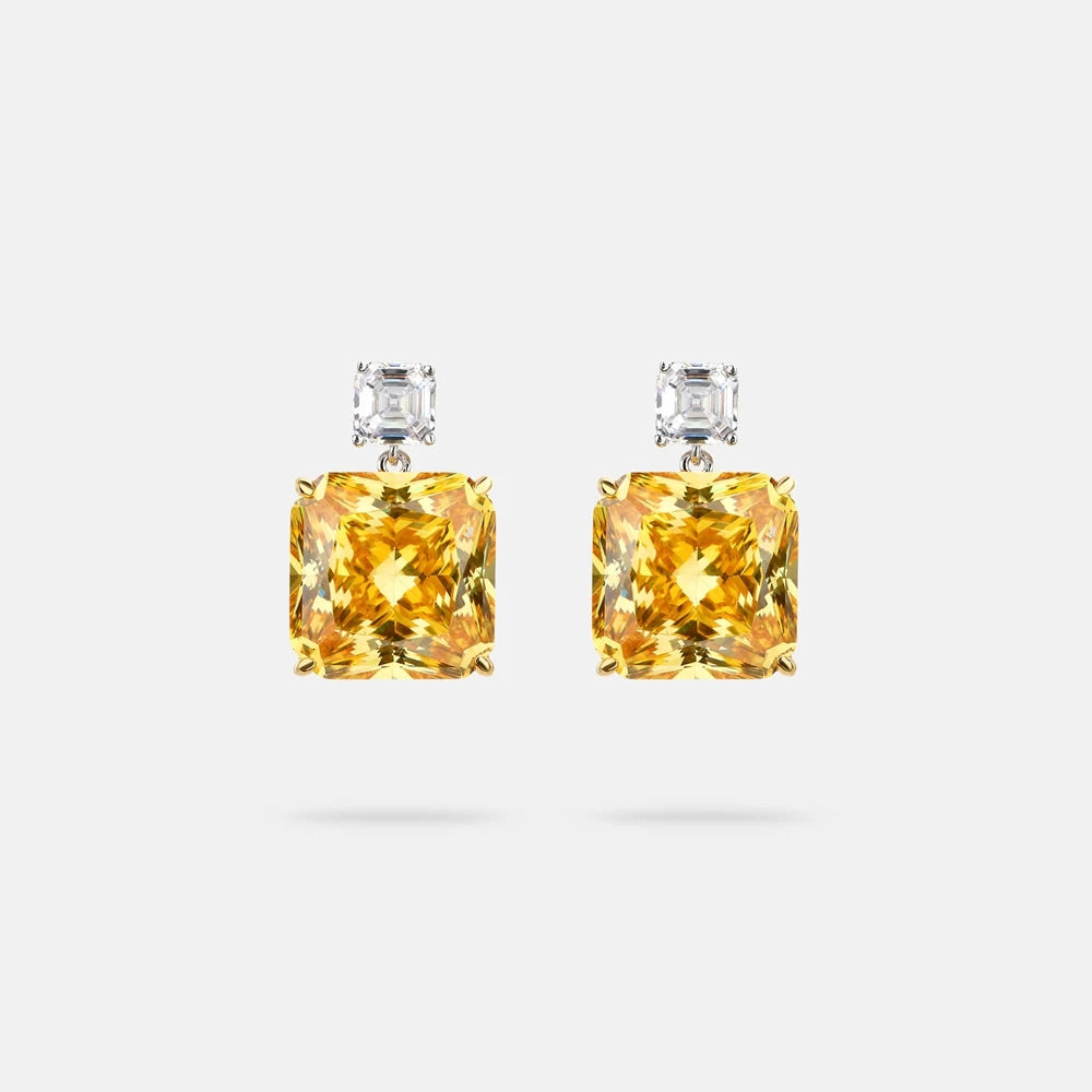 MUSHAN Jewelry Factory Silver Stud Earrings With High End Feel Electroplated White Gold and Yellow Diamond Earrings