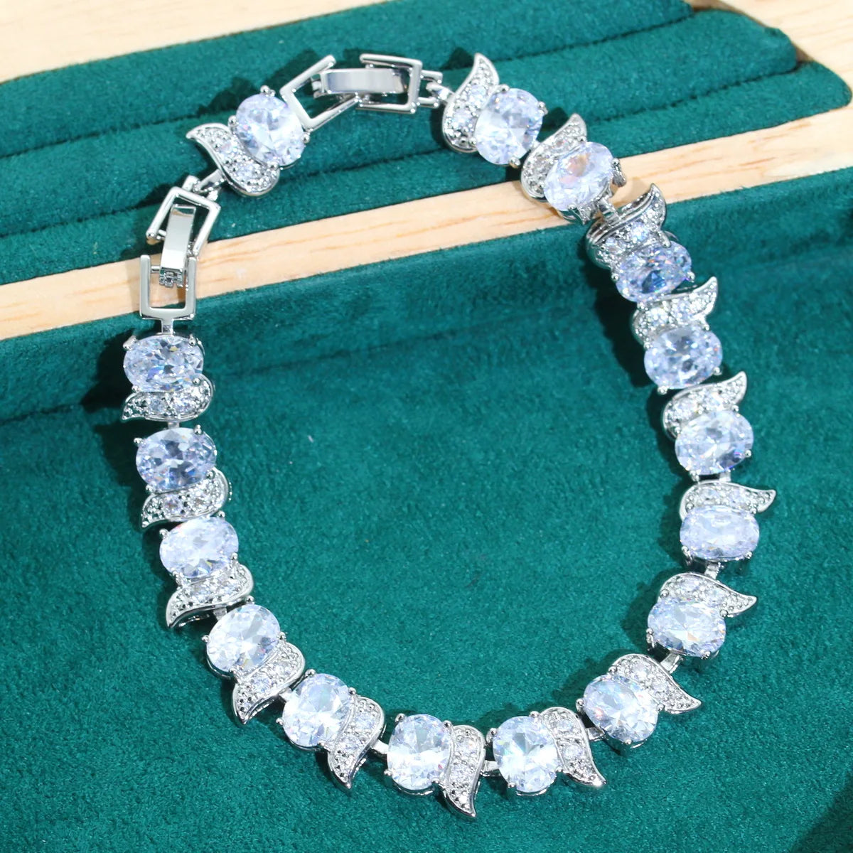 XOTICA 925 Silver Women's Set White Zircon Long Earrings Necklace Pendant Ring Bracelet for Weddings Parties Bridal Gifts-Made Alloy
