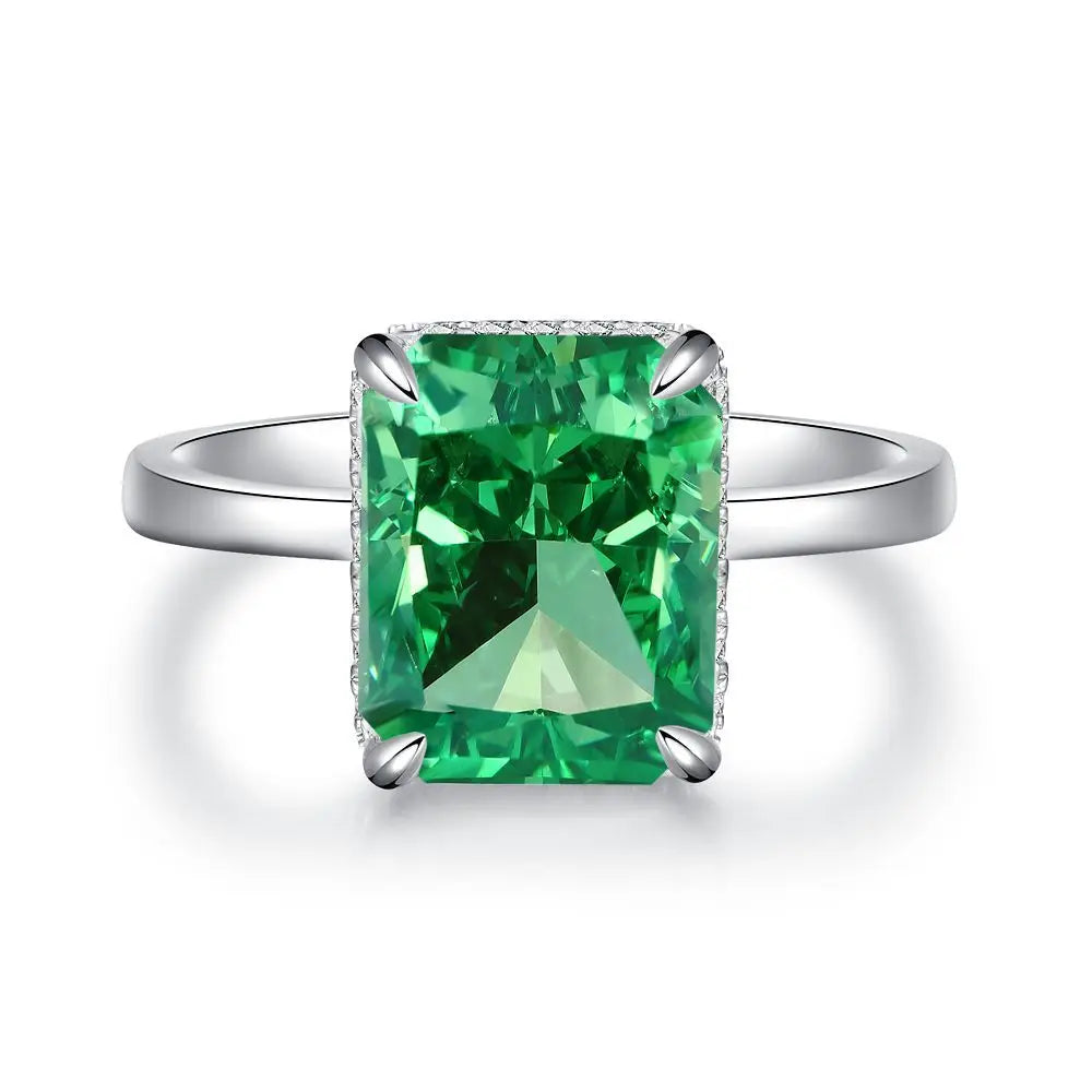 Wholesale 925 Sterling Silver Emerald 5A 8A Zirconia Ring Women Engagement Wedding Rings Custom Jewelry Manufacturing Supplies