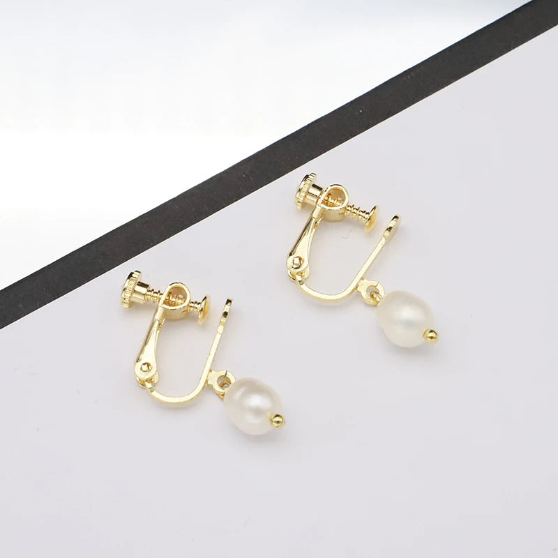 Natural Freshwater Pearl Earrings 18k Gold Plated Simple Baroque Irregular Vintage Earrings for Women