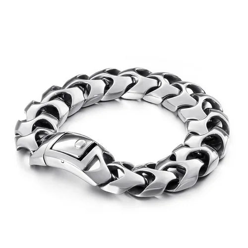 REBEL VIKING Dragon Keel Chain Bracelet – 316L Stainless Steel Silver