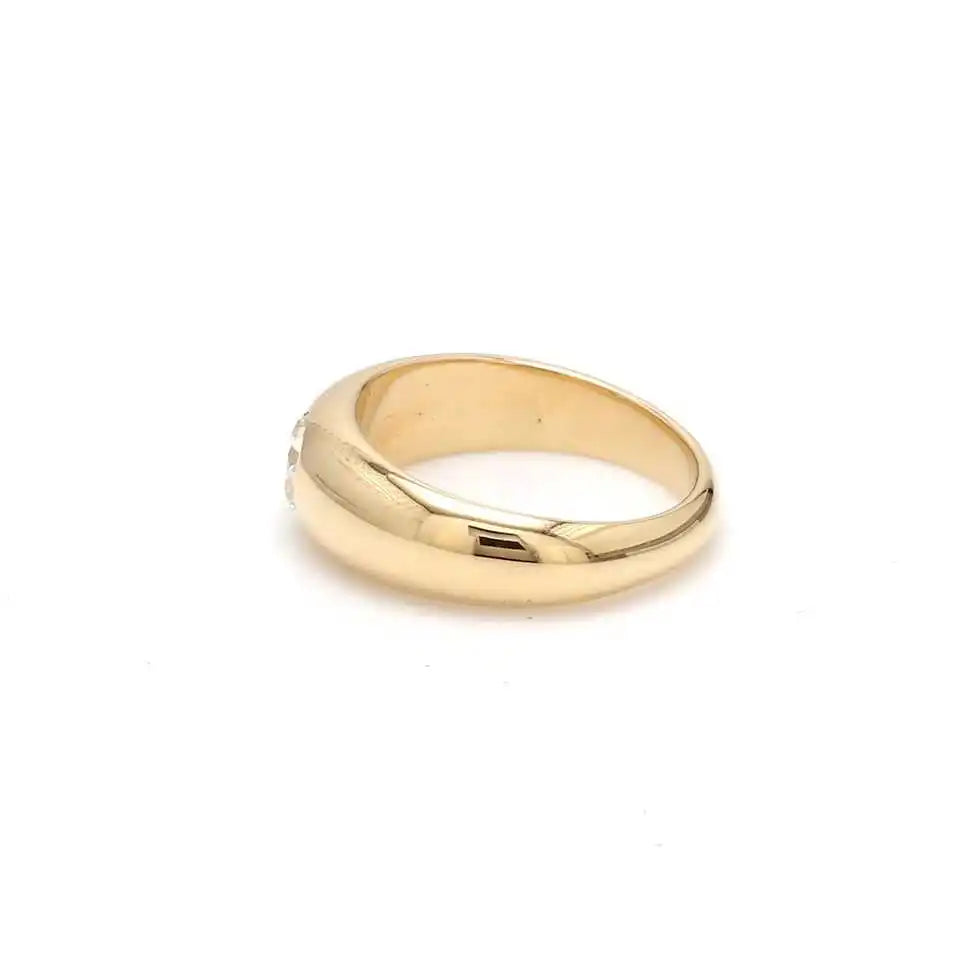 Luxury 14k Gold Old Mine Cut Diamond Rhodium Plated Gypsy Band Ring Chunky Wedding Stackable Fine Jewelry Wholesale Rings