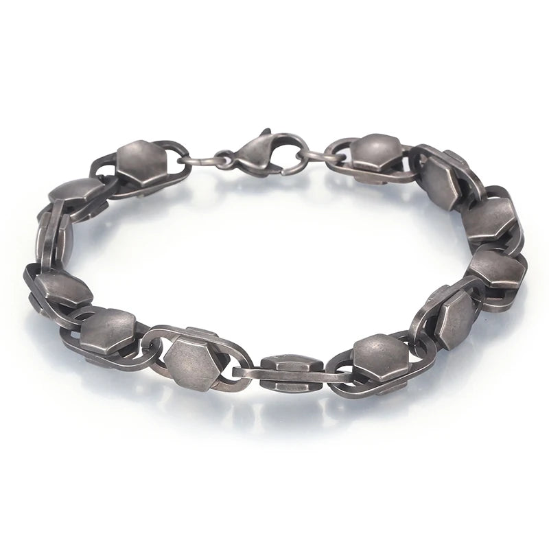 REBEL Vintage Gold/Silver/Black/Rose Gold Stainless Steel Buckle Links 500mm Necklace&200mm Bracelet Jewelry Set
