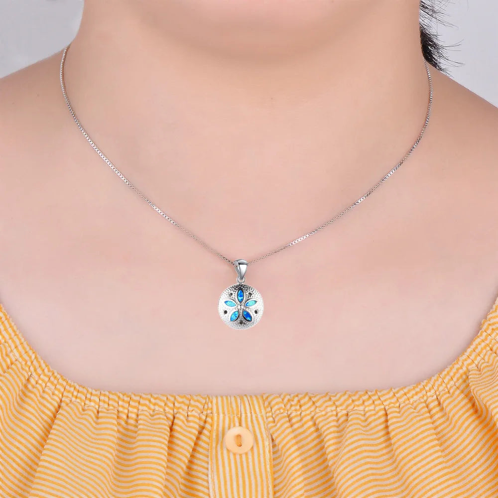Fashion Opal Statement Necklace | New Design Sand Dollar Pendant Gemstone Jewelry Bulk