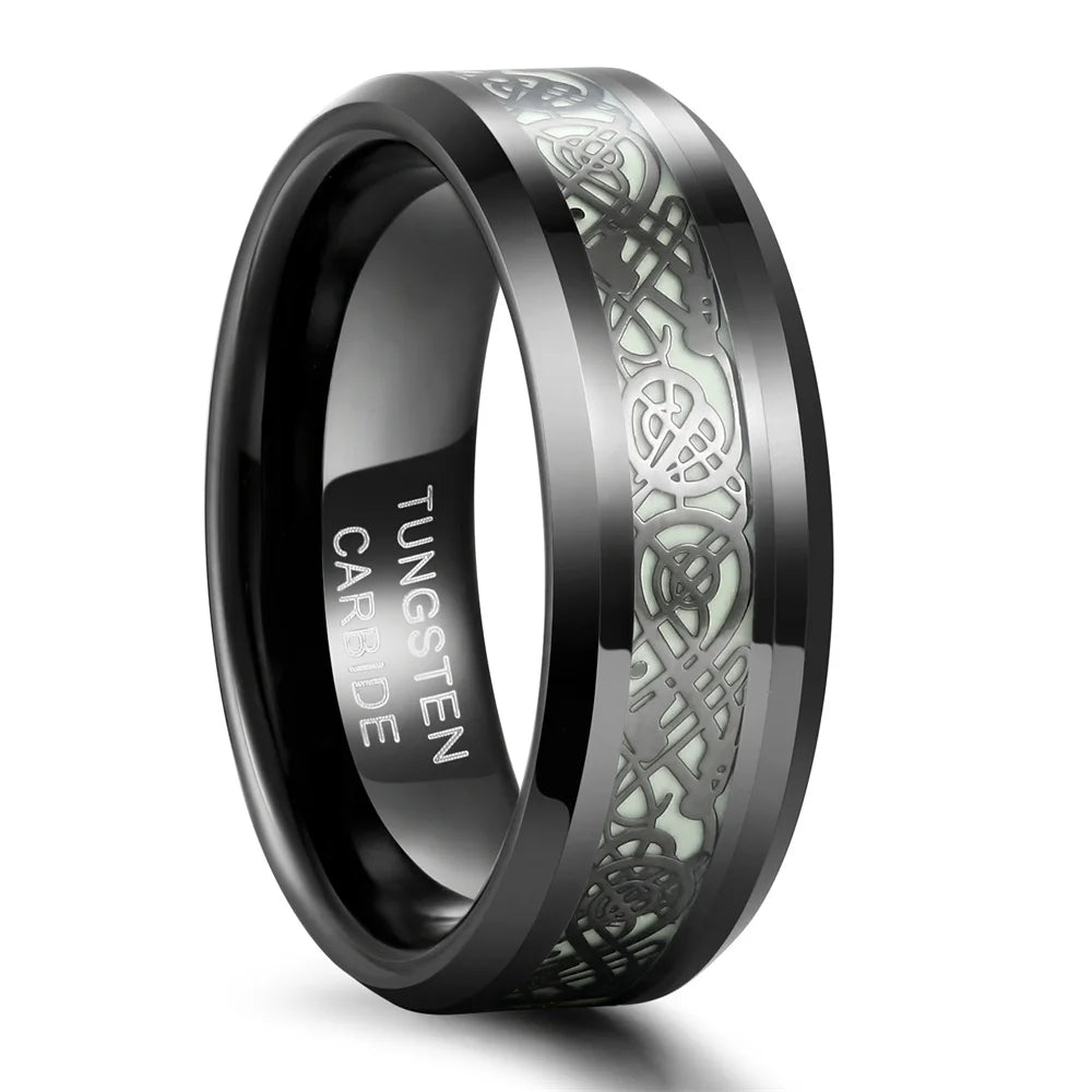 NEWLiFE REBEL Focus Wave 8mm Dragon Ring in Tungsten