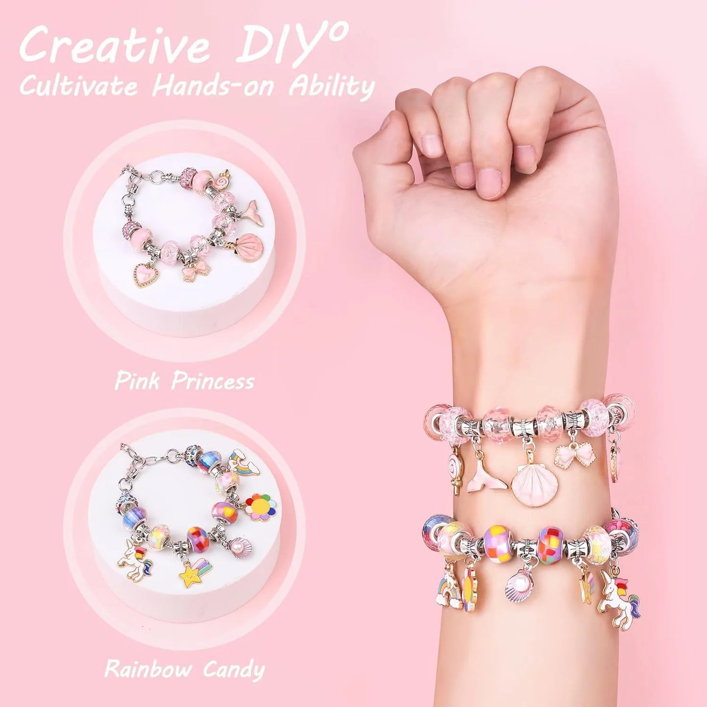 Kids Jewelry, Educational & Leisure DIY Crystal Beaded Bracelet, Gift Box Set for Girls Birthday