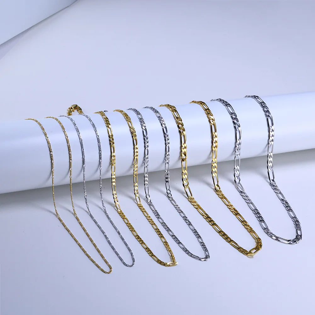 BiG-BOSS Mother-Child Figaro Chain S925 Sterling Silver Electroplated Unisex Necklace Pendant Hot-Selling Factory Direct