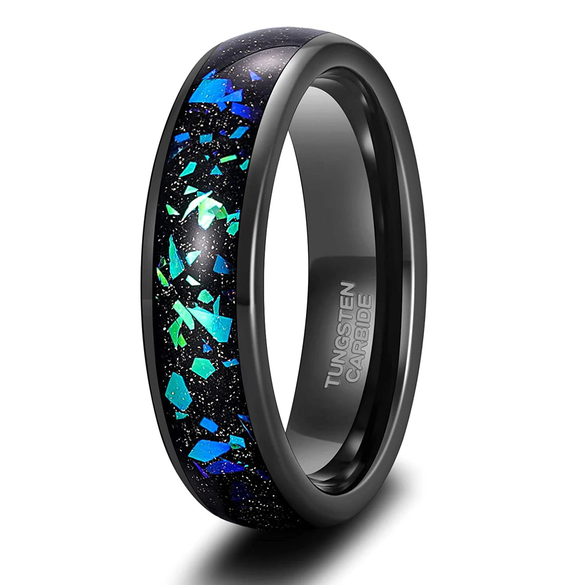 REBEL Created Opal Inlay Tungsten Carbide Ring