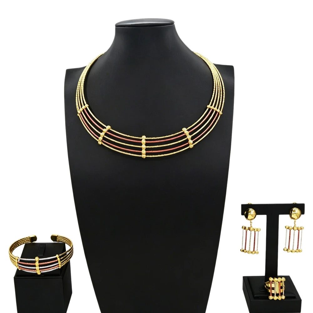 Italian Jewelry Set Alloy Brazilian Jewelry Sets Wedding Party Pendant Necklace Bracelet Ring Earrings Jewelry Set  HS2604925