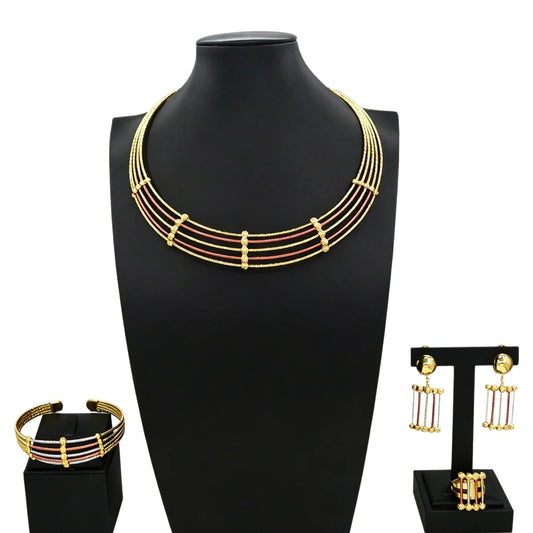 Italian Jewelry Set Alloy Brazilian Jewelry Sets Wedding Party Pendant Necklace Bracelet Ring Earrings Jewelry Set  HS2604925