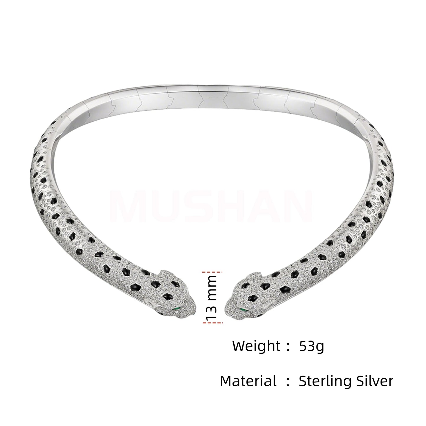 MUSHAN Jewelry Factory s 925 Sterling Silver Choker Necklaces For Women High Carbon Diamond Enamel Leopard Necklace Jewelry