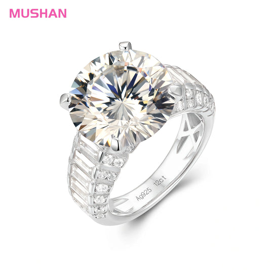 MUSHAN 12ct Other High Carbon Diamond Engagement Wedding Ring 925 Sterling Silver CMA Certified Party Rings for Women