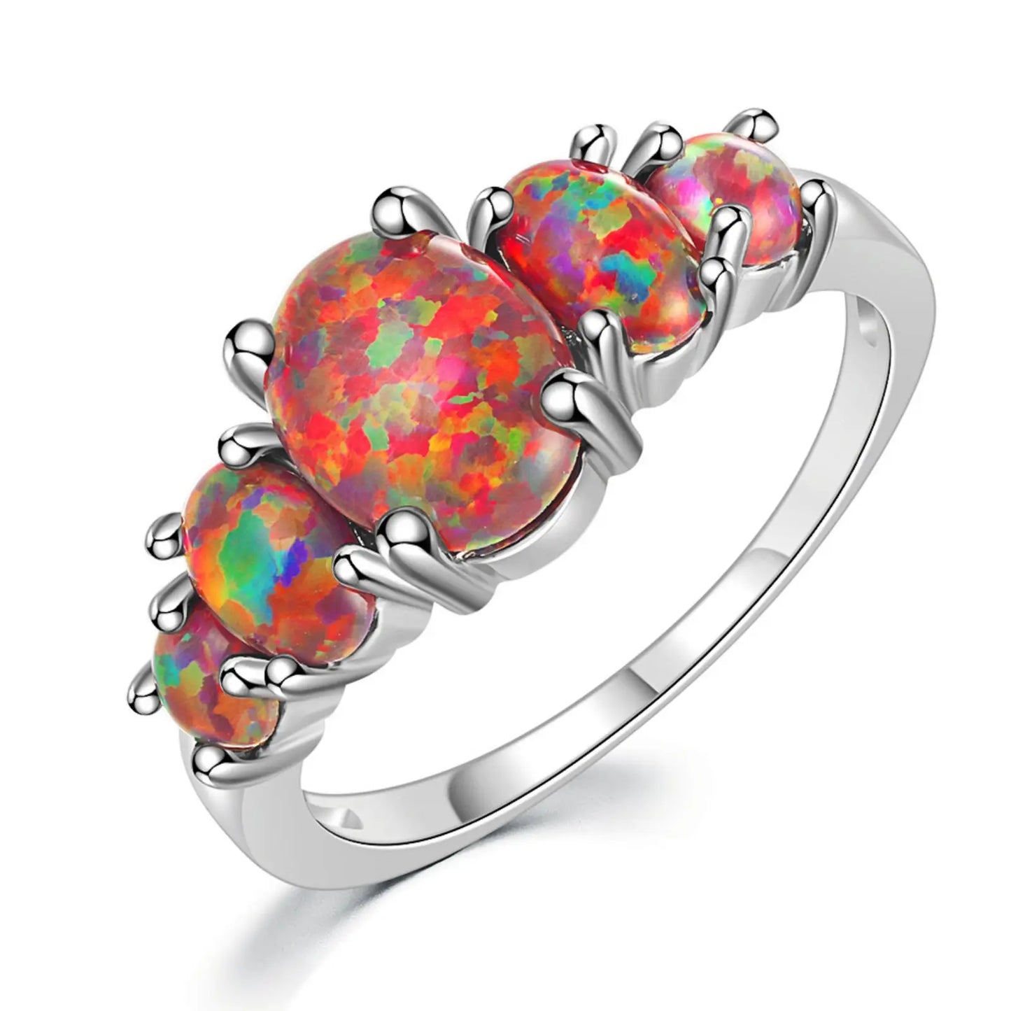 Opal Ring | Zircon-Accented  Band | Luxury Fashion Jewelry for Women Men