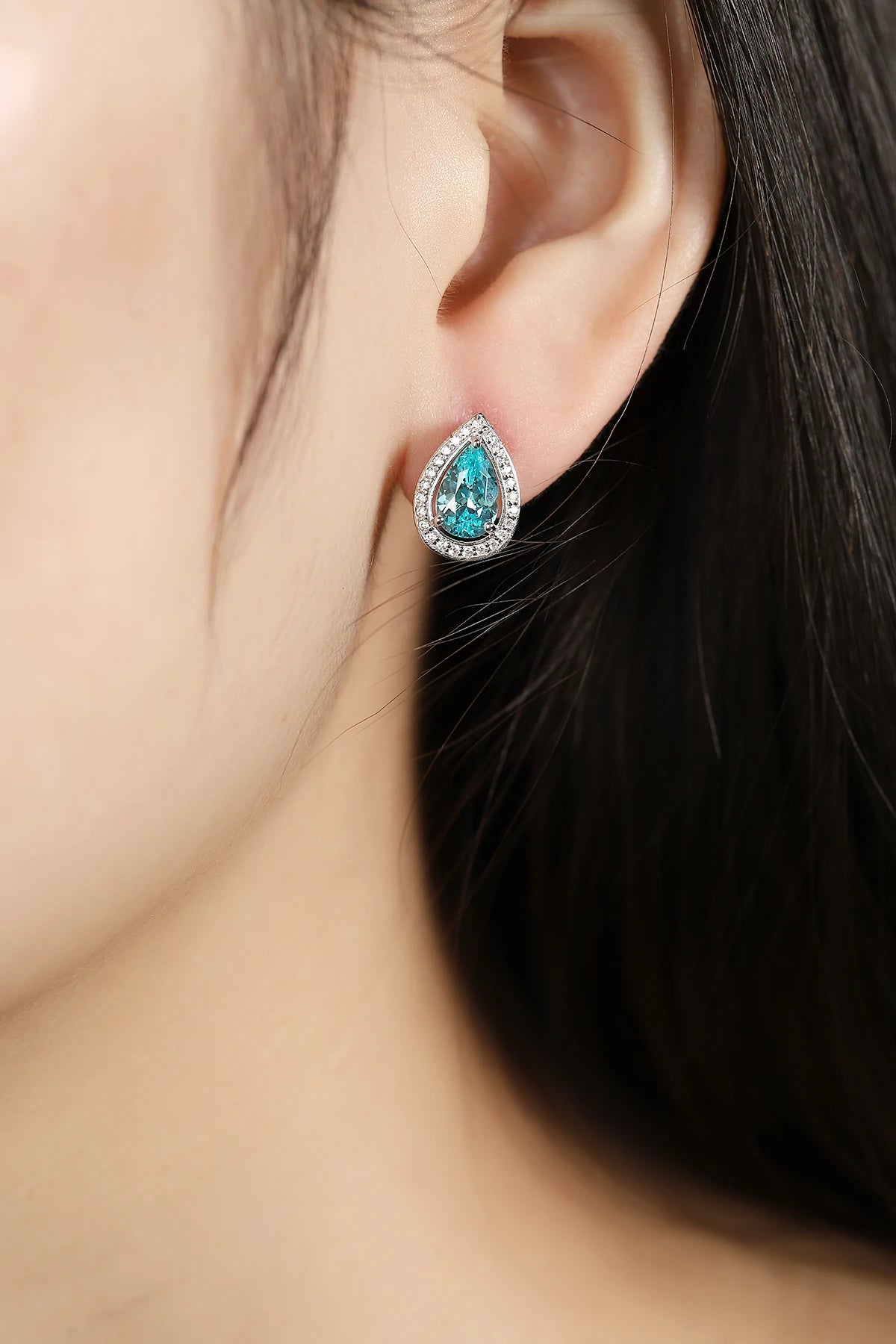 Gemfiori Custom Perabia fusion Pear Earrings Silver Customized Symmetrical Design Waterdrop-shaped Small Earrings for Jewelry