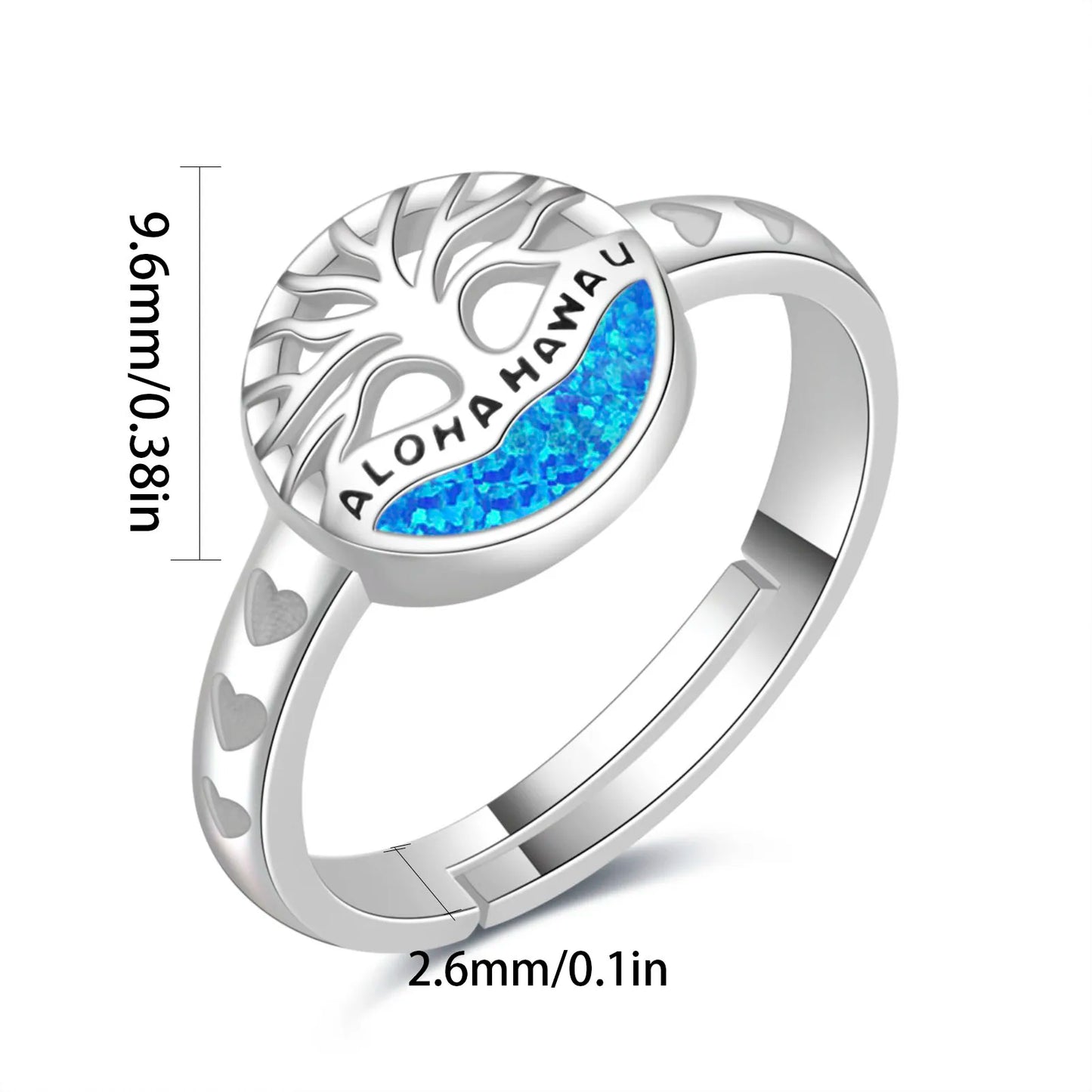 Leaf-Shaped Blue Opal Twisted Ring | Iridescent Gem Inlay Band | Nature-Inspired Fashion Jewelry for Women Trendy Wear