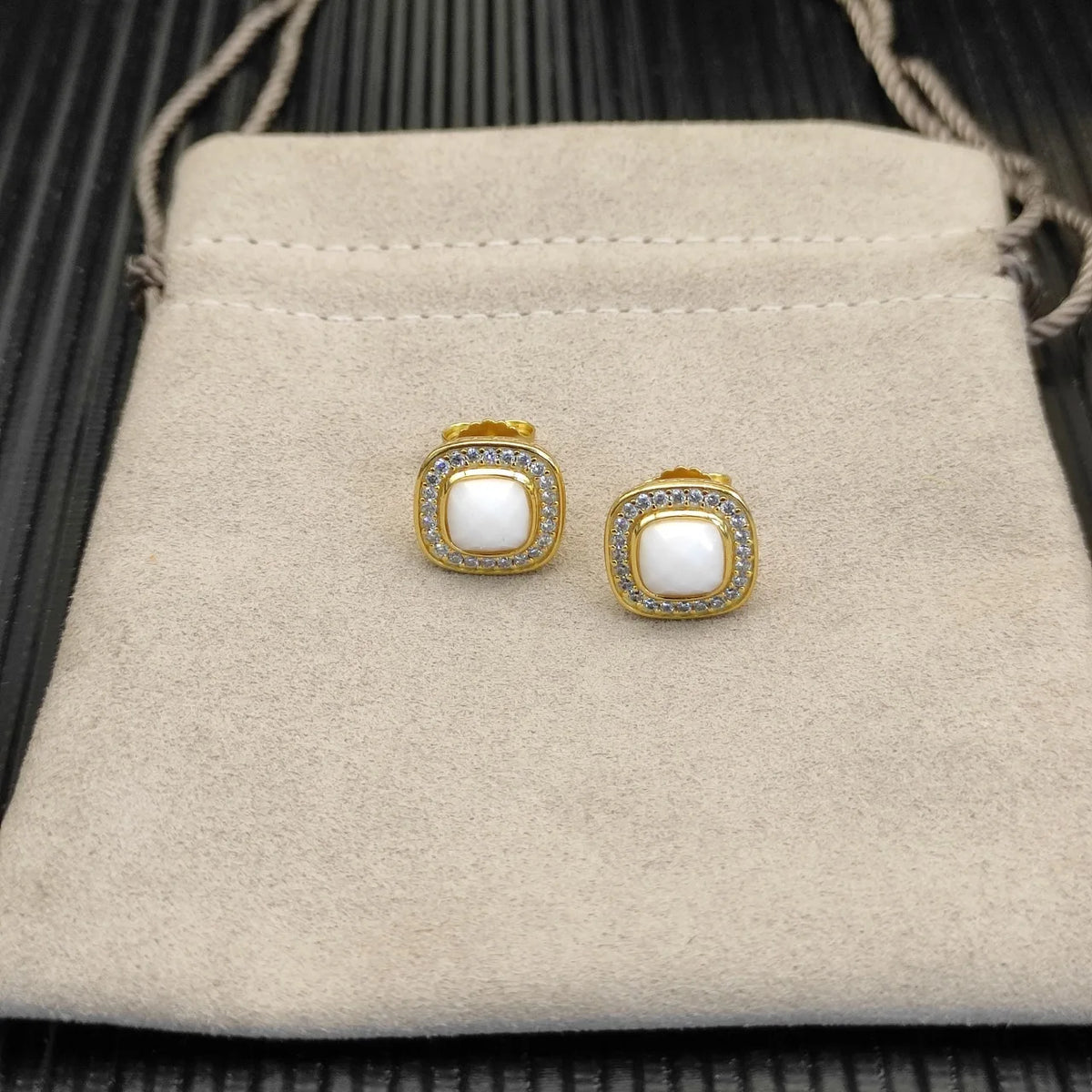Gemfiori FASHIONISTA DY High-Quality Silver-Plated 7mm Square Diamond Stud Earrings. Gold-Plated 7mm Colored Gemstone Stud Earrings. Jewelry