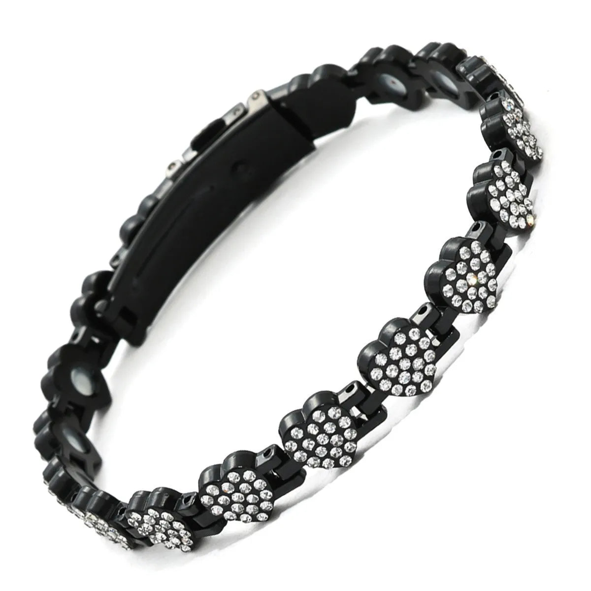 Euro-American Cross-border Hot-selling Magnetic Bracelet Stylish Luxury Lucky Clover Design Kevlar Natural Stone Single-Row
