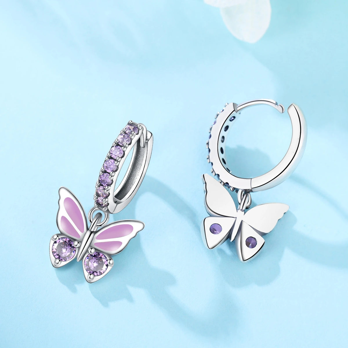 S&S Butterfly Zircon Drop & Stud Earrings | Silver Plated | S&S