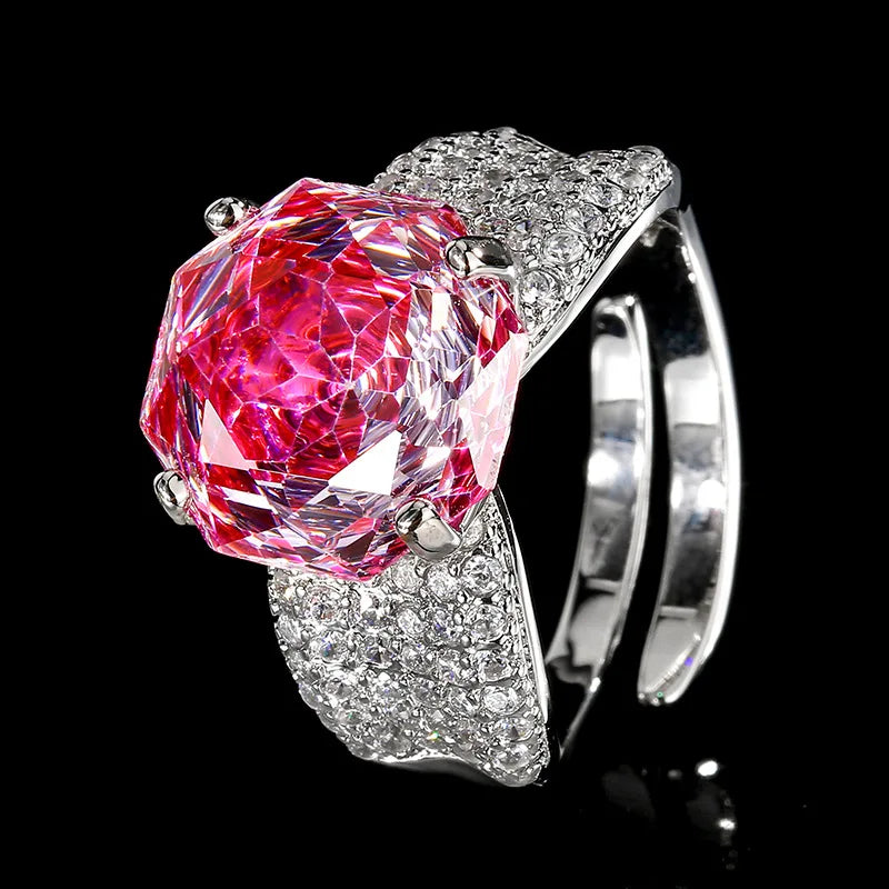 REDheart Copper Inlaid Pearl Plated Rhodium/Gold/18K Gold Women's Trendy Flower Design Opening Activity Ring Simulation Millennium Set