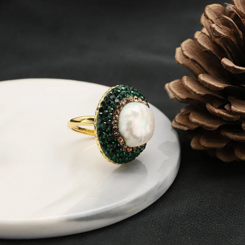 European American 2022 Cross-border New Fashion Ring Creative Personality Luxury Ring Simple Versatile Pearl Rings
