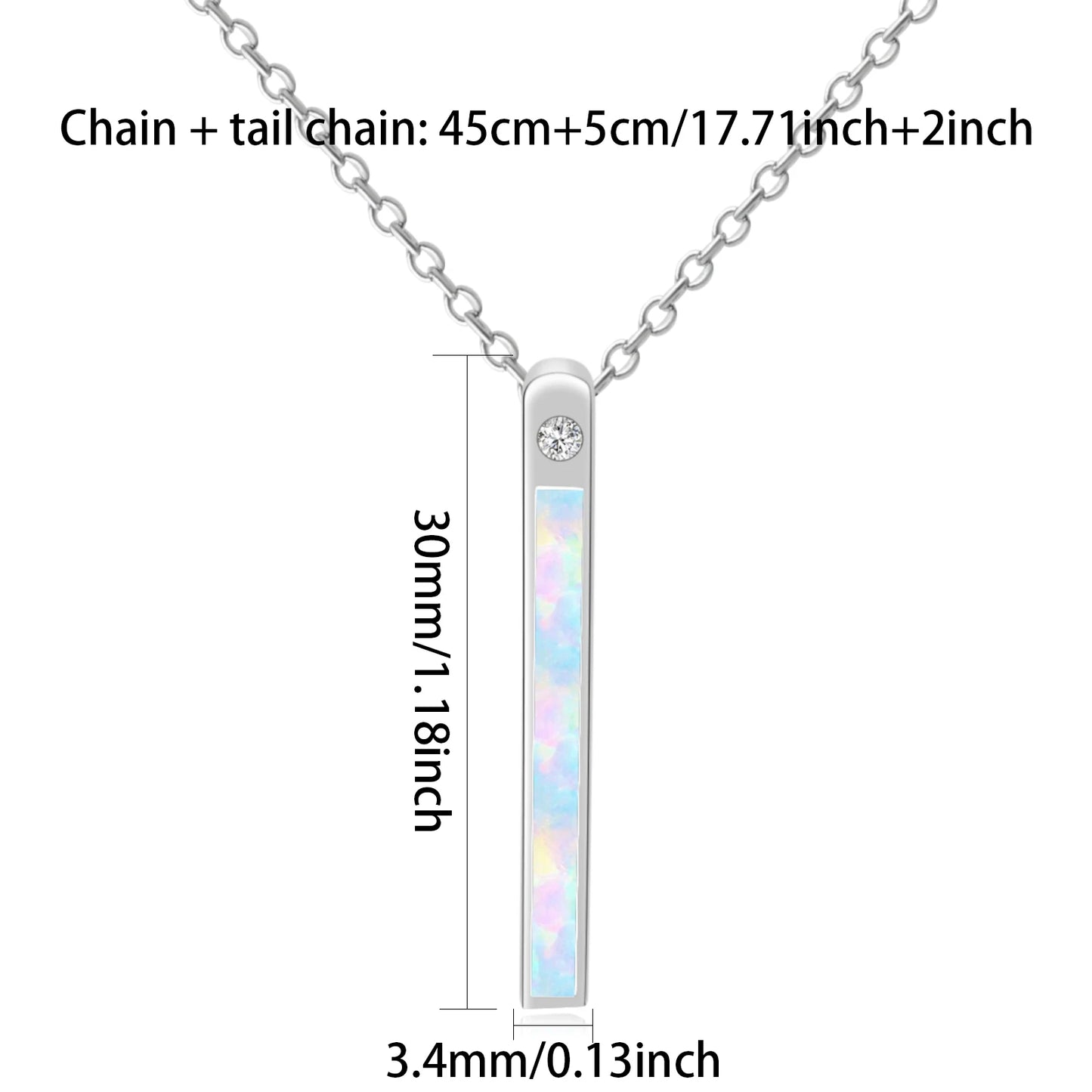 Bar Pendant Necklace Aobao Opal Inlaid Crystal Accent Fashion Jewelry