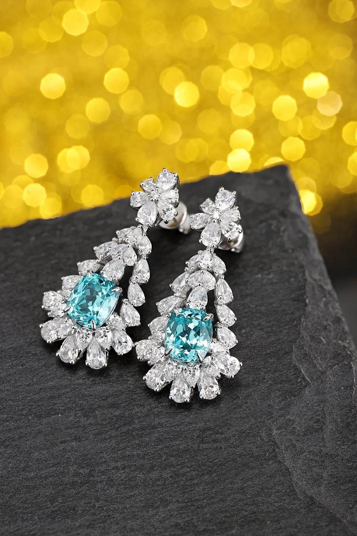 Gemfiori Anster High Quality S925 Lab Grown Paraiba Earring Stud Dainty Gemstone Stud Earrings for Women Daily Wear Gift