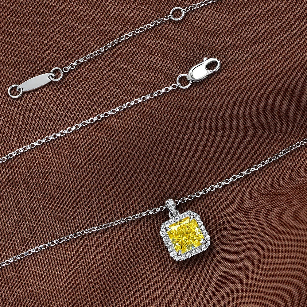 MUSHAN Jewelry Factory 925 Silver 2 Carat Square 7*7 High Carbon Diamond Pendant Is Selling Well in Europe and America