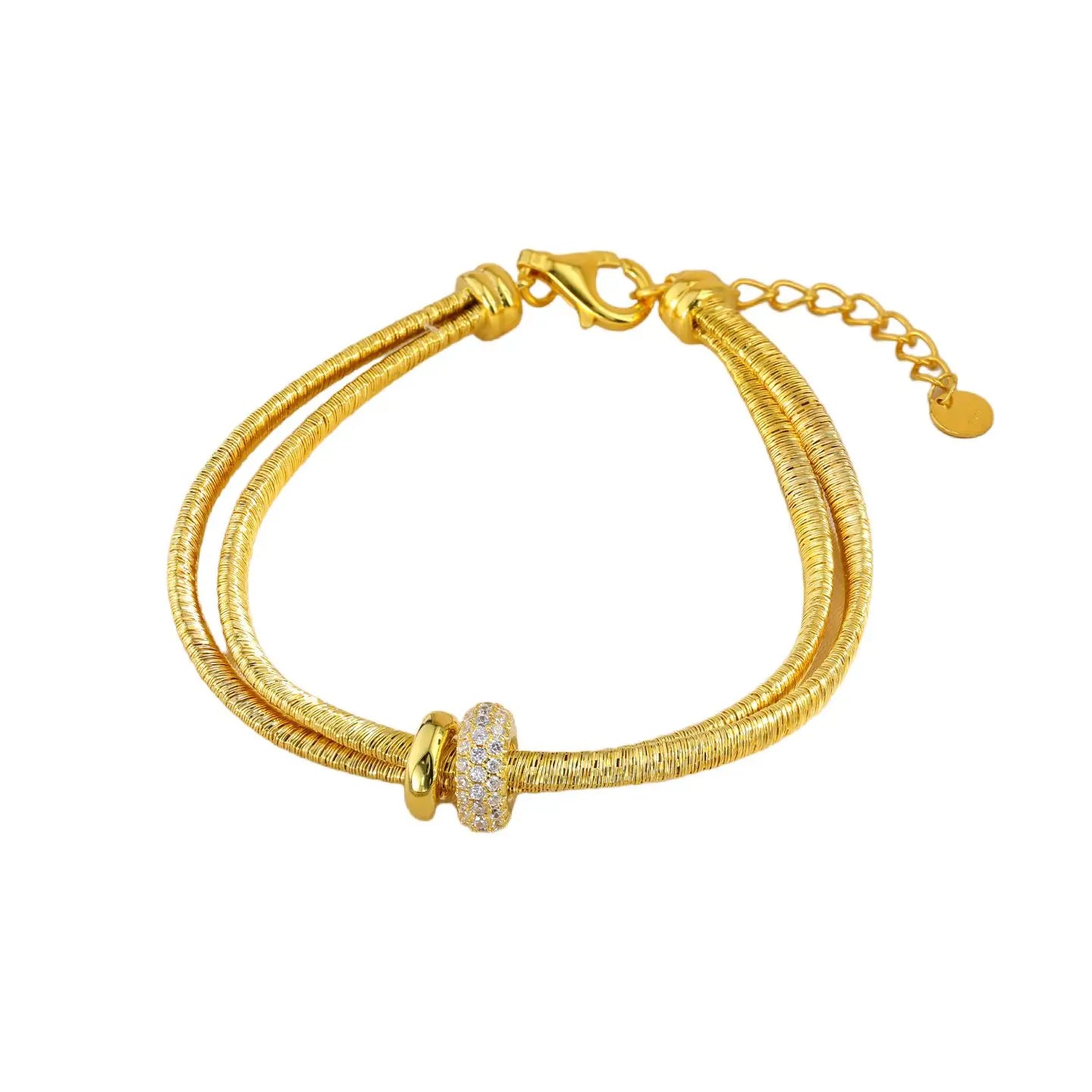 MuShan Jewelry Factory  Italian Silk-style Gold-plated Light Luxury Full Diamond Running Ring Bracelet