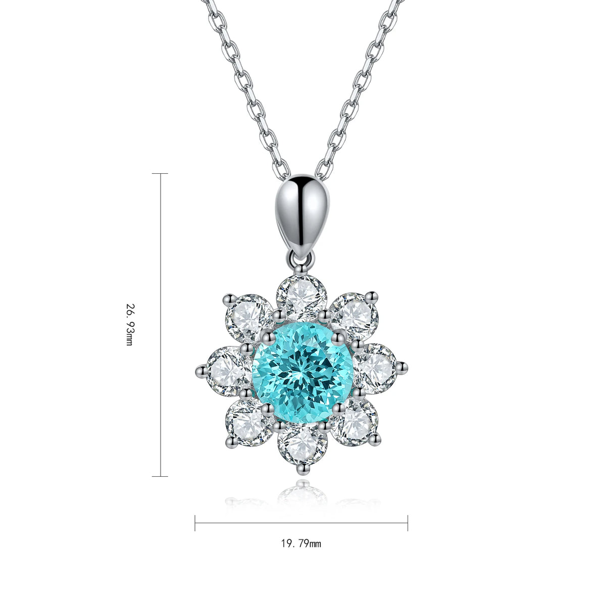 Gemfiori Anster 925 Sterling Silver High-quality Cultivated Paraiba Necklace - Suitable for Parties or As a Gift