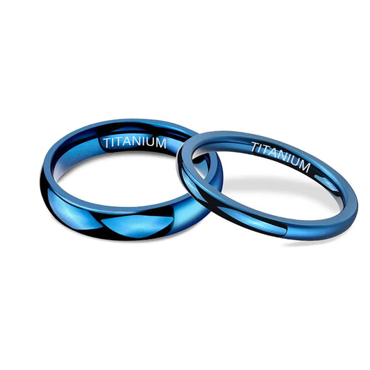 REBEL High Polished 2mm 4mm Blue Color Domed Comfort Fit Titanium Rings for Men Women Couple Wedding Engagement Gifts