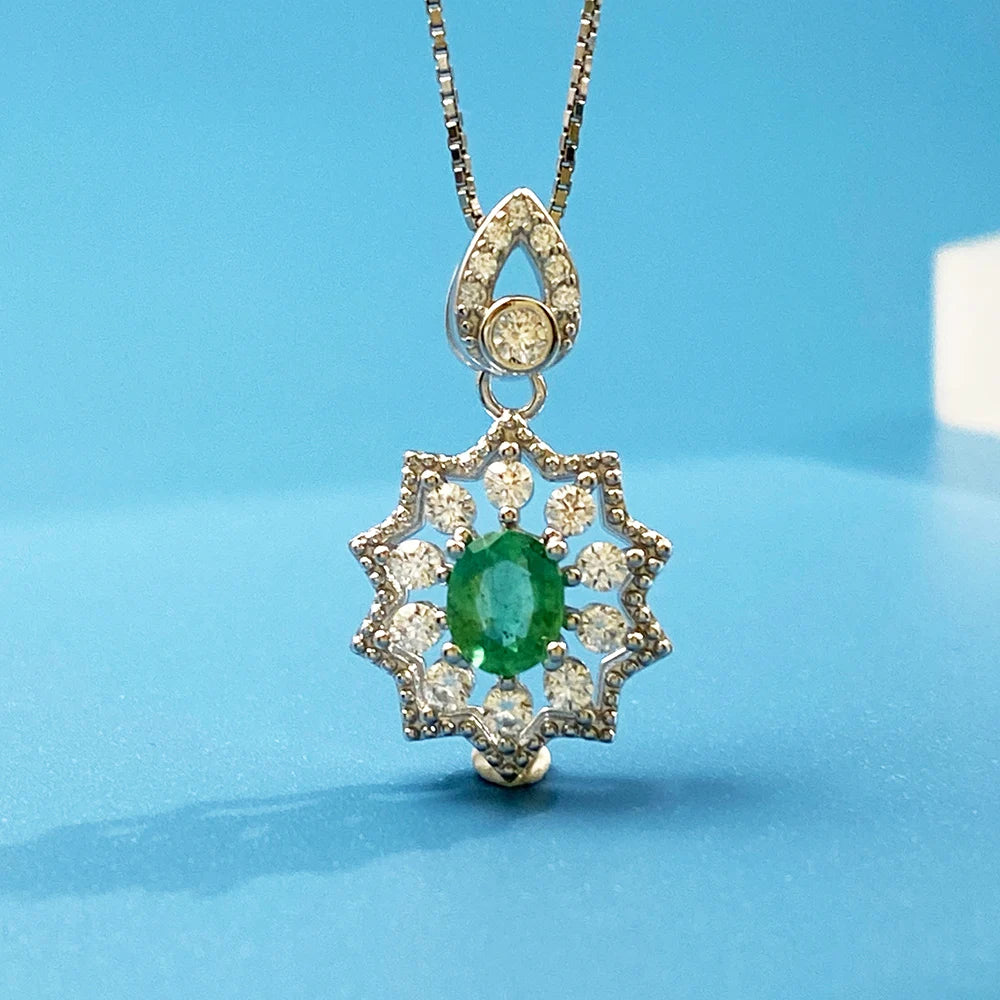 Gioiellieri Natural Green Emerald Pendant for Women with 925 Sterling Silver May Birthstone Fine Jewelry Wedding Engagement Anniversary Gift