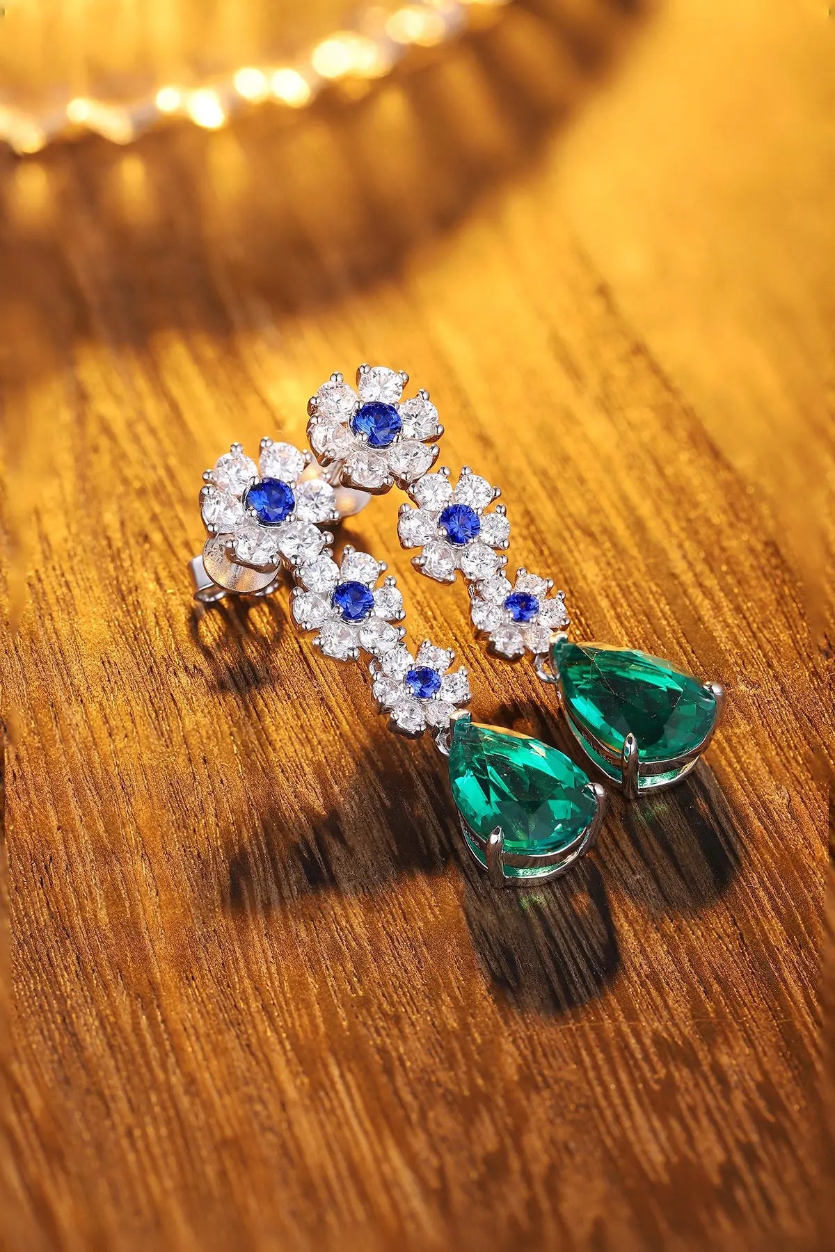 Gemfiori Anster High Quality S925 Lab Grown Emerald Earring Stud Dainty Gemstone Stud Earrings for Women Daily Wear Gift