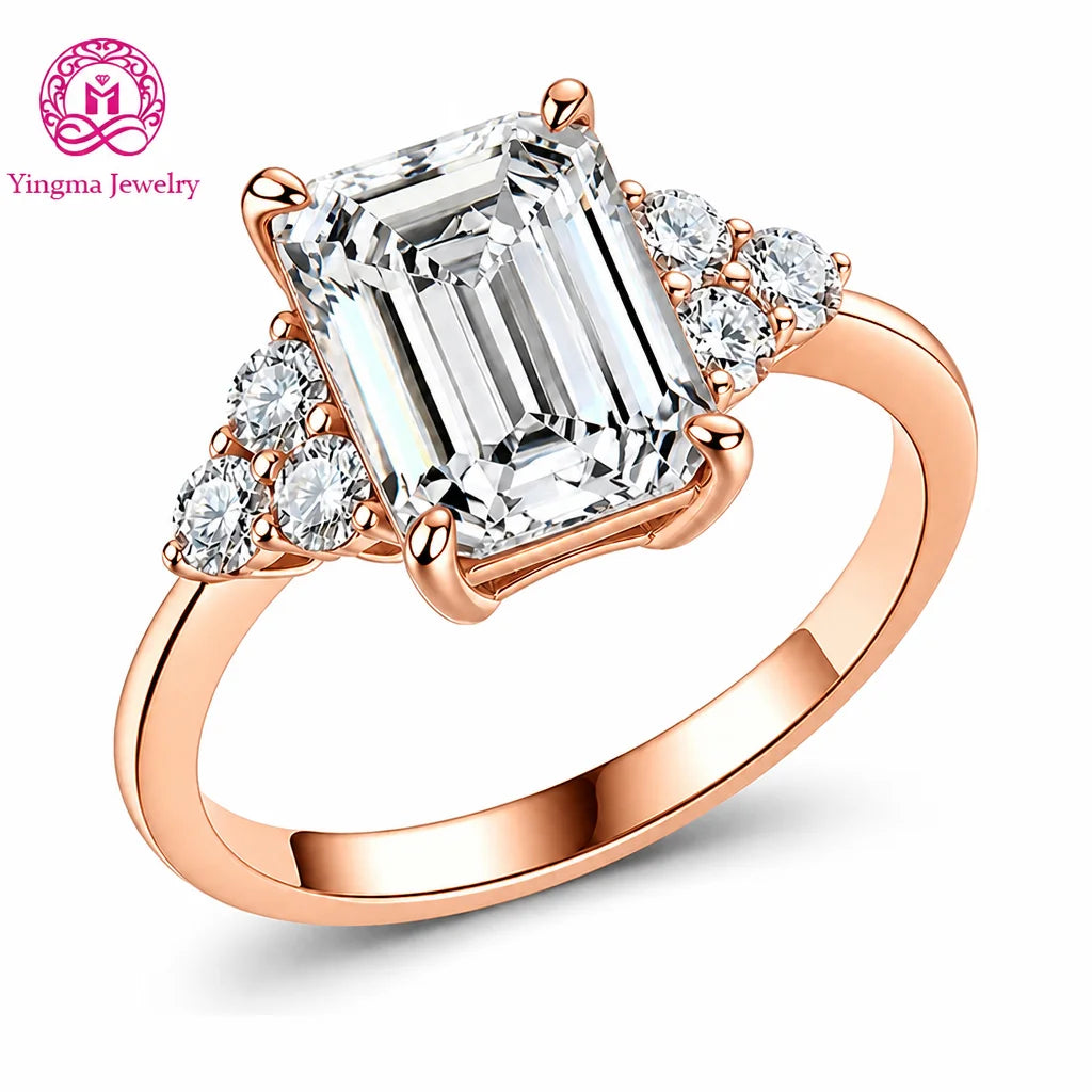 Gioiellieri D VVS2 High Clarity Emerald Cut Lab Grown Diamond Ring 3Carat 9K/10K/14K/18K White/Yellow/Rose Gold Women Fashion Ring
