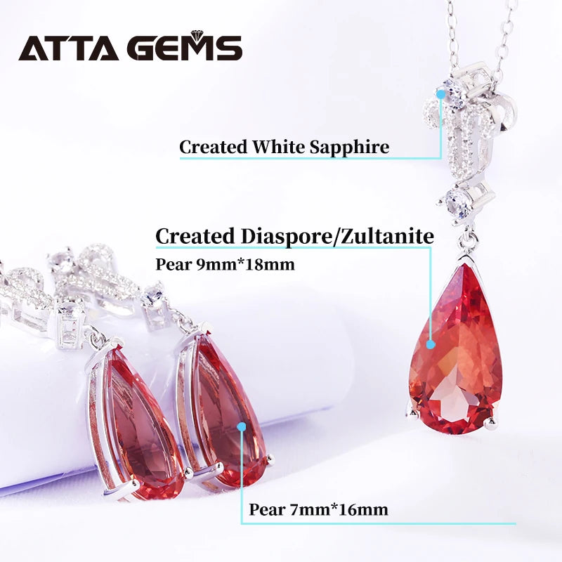 925Sterling Silver Zultanite Jewelry Set Pear Cut Created Sultanite S925 Romantic Style Diaspore Jewelry for Wedding Anniversary
