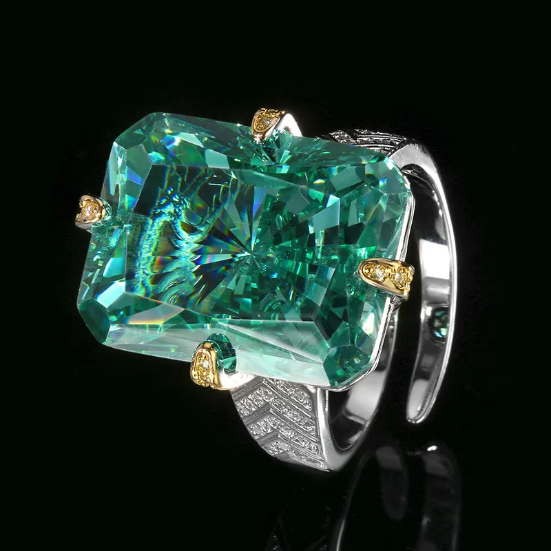 REDheart Brass Inlaid Zircon Plated Two-Color Opening Movable Ring Redean Chepara Flower Design Trendy Women's Brilliant Cut Diamond Set