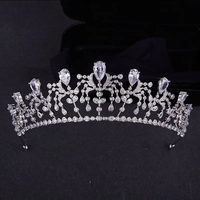ROMANTIC Wholesale Luxury Princess Hair Accessories Wedding Pageant Cubic Zircon Tiara Crowns