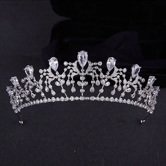 ROMANTIC Wholesale Luxury Princess Hair Accessories Wedding Pageant Cubic Zircon Tiara Crowns