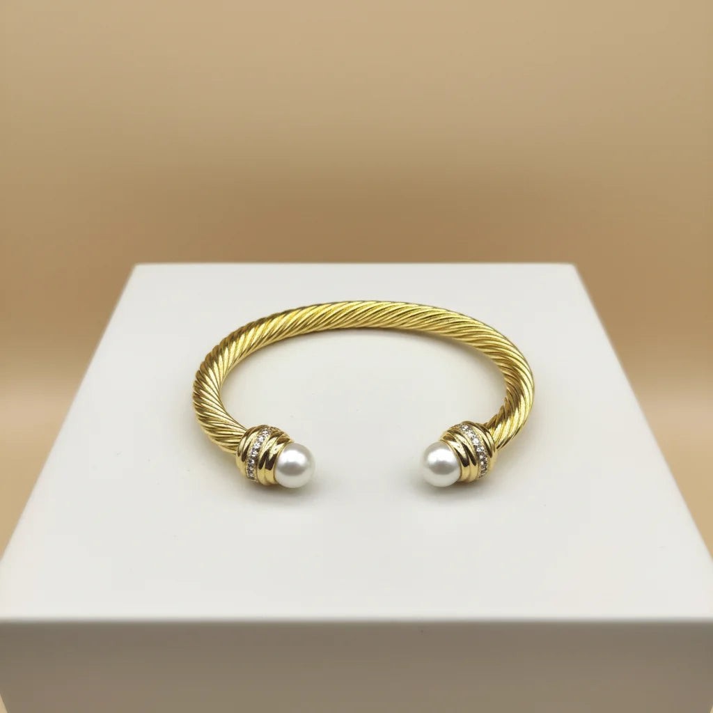 FASHIONISTA DY High-Quality 7mm Gold-Plated Diamond-Set Fashion Bracelet, Unisex Silver-Plated Diamond-Set Bracelet, Jewelry